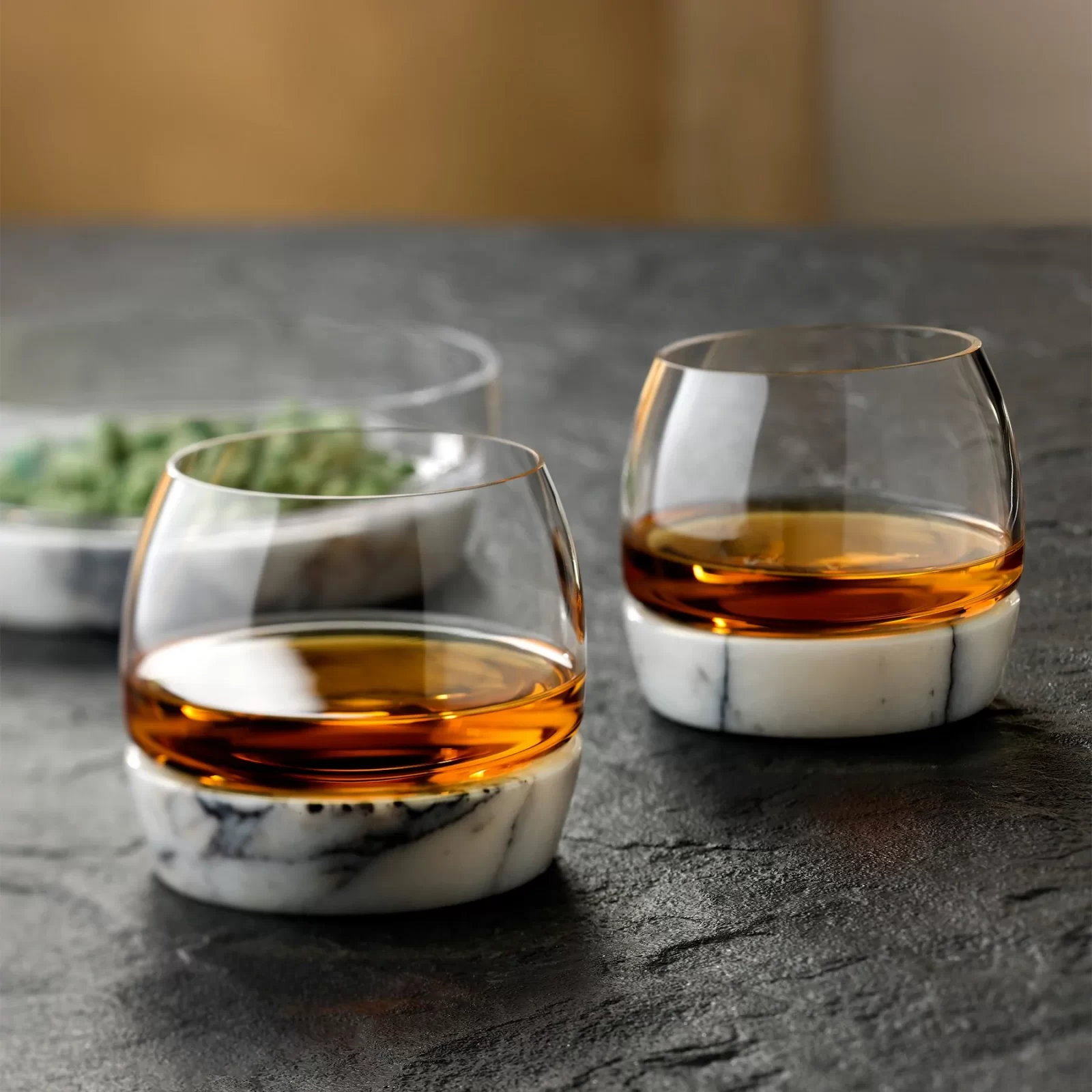 NUDE GLASS Chill Whisky Tumbler With Marble Base